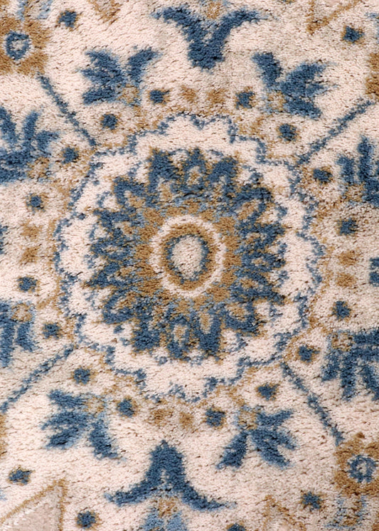 Muted Mineral & Cream Turkish Area Rug