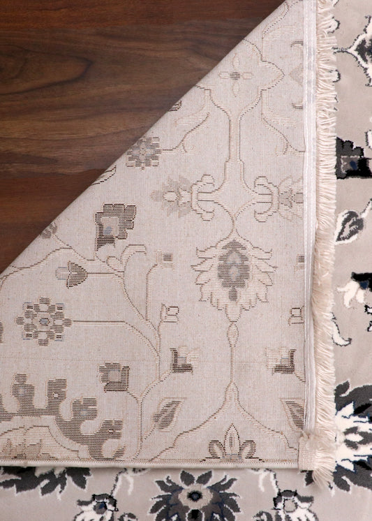 Charcoal Botanical Lattice Turkish Rug