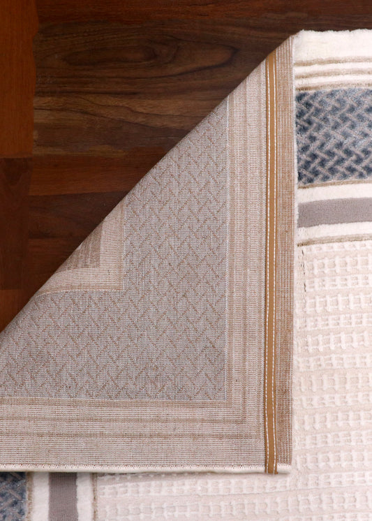 Minimalist Slate Bordered Cream Turkish Rug