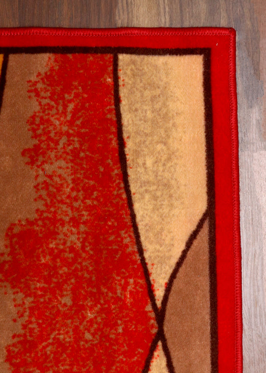Modern Abstract Geo-Wave Non-Woven Rug