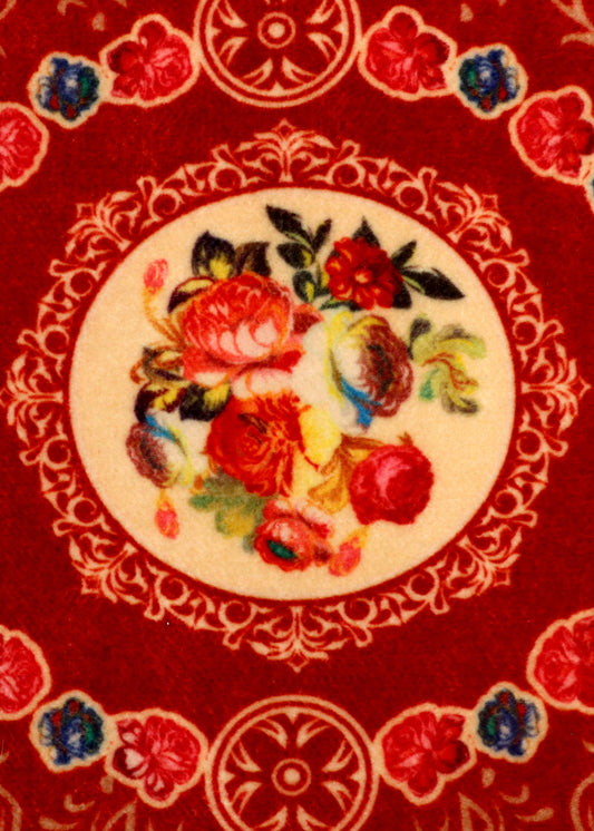 Royal Red Classic Floral Non Woven Rug