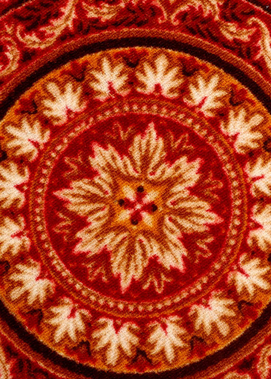 Maroon and Gold Round Rug