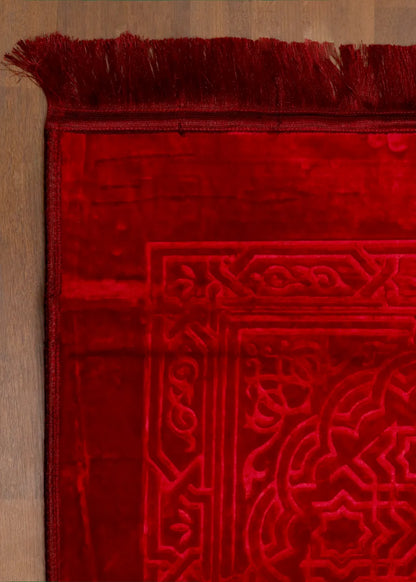Red Mihrab Velvet Prayer Mat