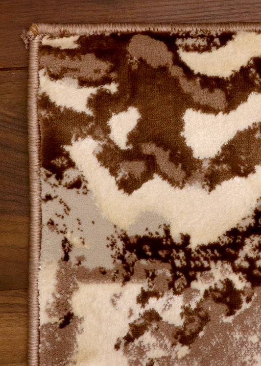 Mocha Cream Marble Abstract Turkish Rug