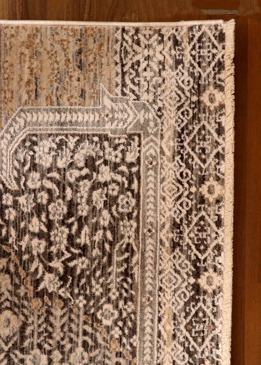 Charcoal Beige Turkish Medallion Rug