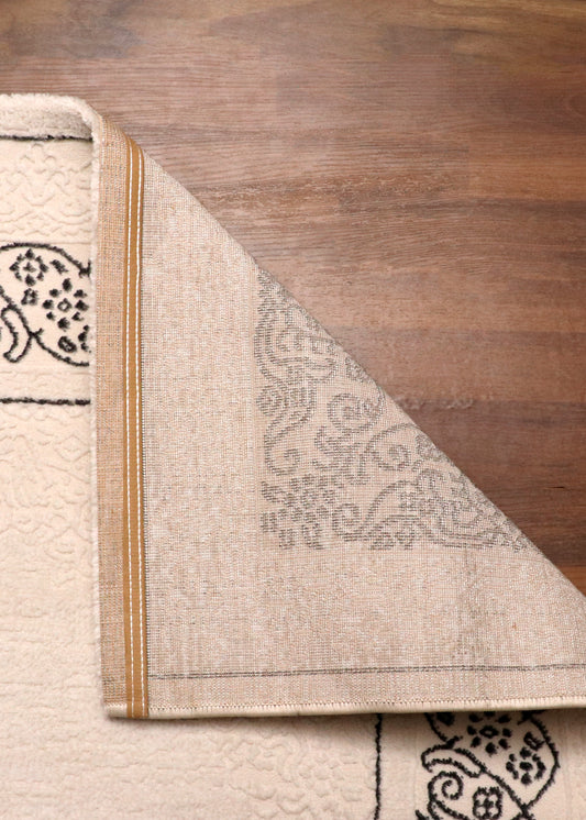 Ivory & Navy Grand Ottoman Turkish Rug