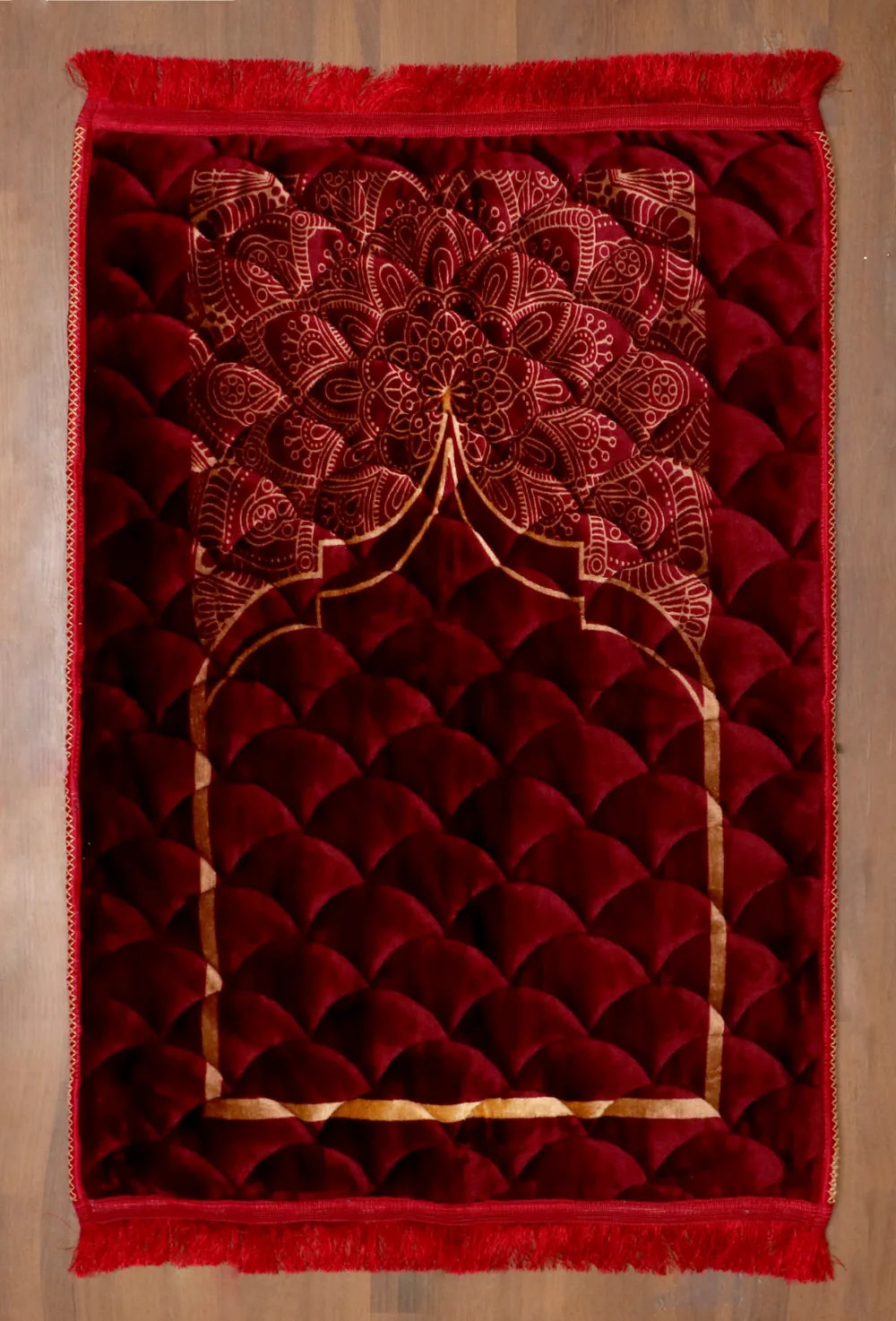 Maroon Velvet Quilted Prayer Mat