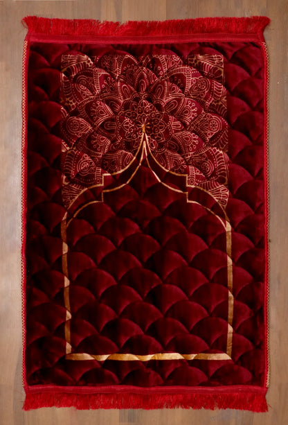 Maroon Velvet Quilted Prayer Mat