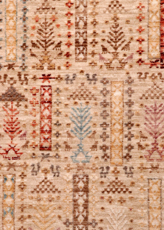 Beige Ethnic Turkish Area Rug