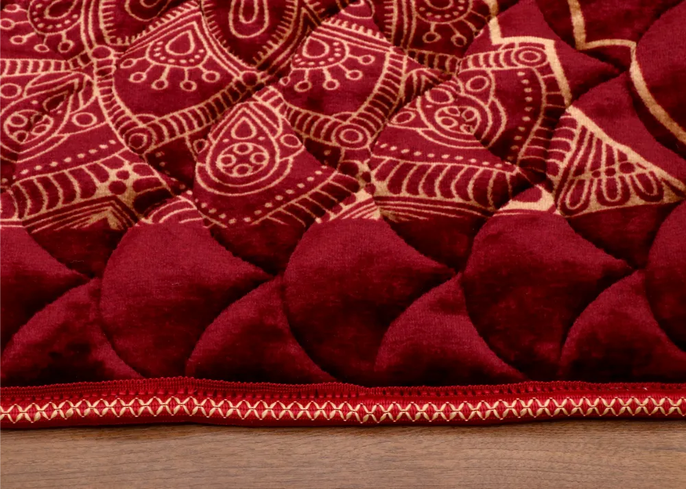 Maroon Velvet Quilted Prayer Mat