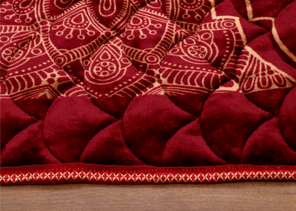 Maroon Velvet Quilted Prayer Mat