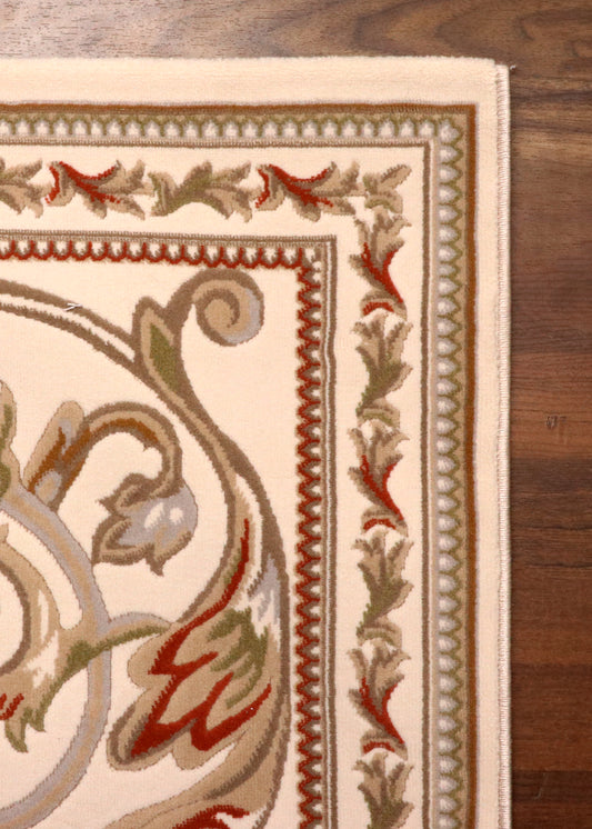 Ivory Grand Baroque Oval Turkish Rug