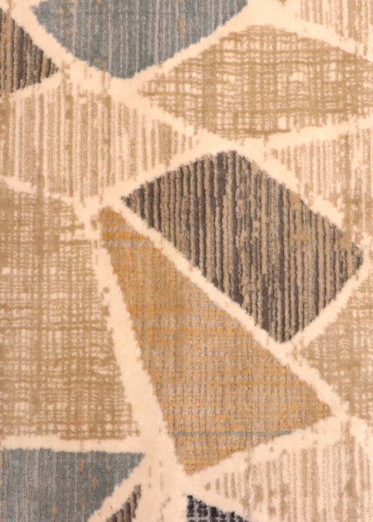 Geometric Abstract Slate Beige Turkish Rug