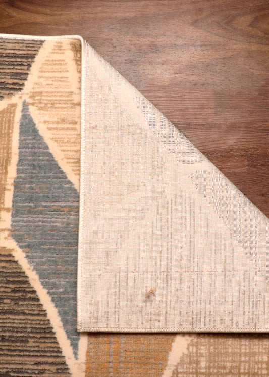 Geometric Abstract Slate Beige Turkish Rug