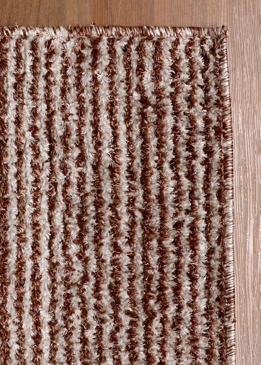 Linear Shaggy Rug – Mocha & Cream Modern Area Rug