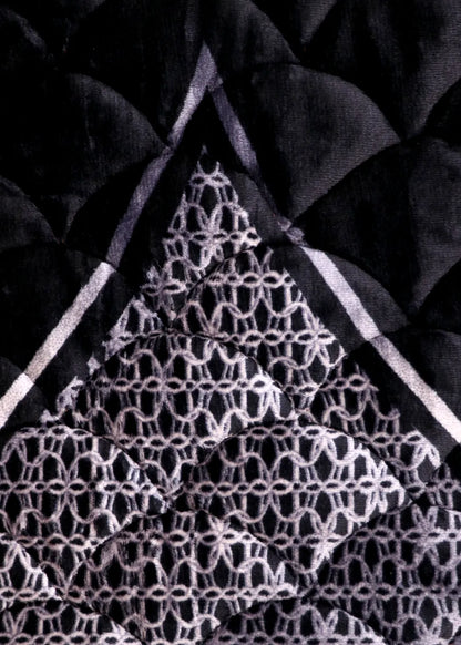 Velvet Quilted Black Prayer Mat