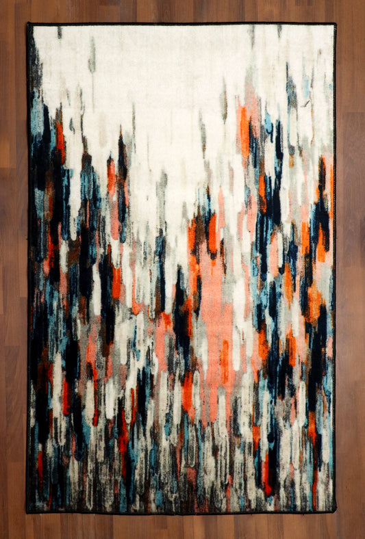 Abstract Expression Area Rug – Orange & Blue Urban Elegance