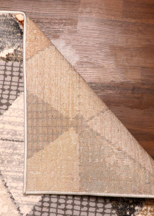 Ochre Slate Geometric Turkish Rug