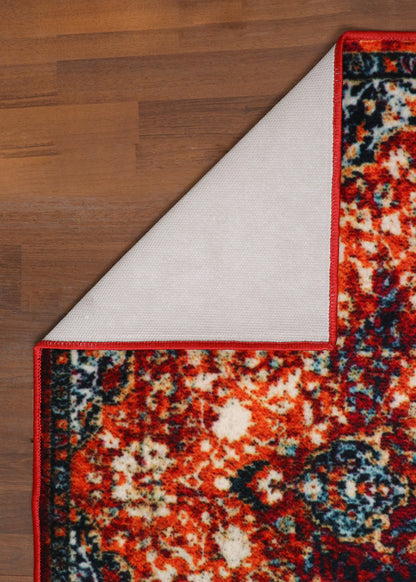 Bohemian Style Area Rug – Red & Blue Pattern Rug