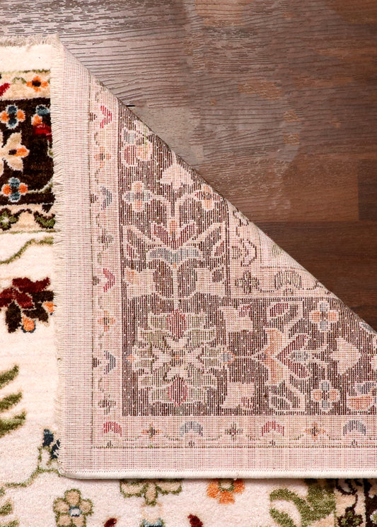 Garden Cream & Dark Mocha Turkish Rug