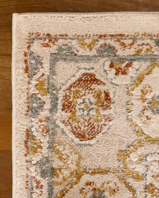Ivory & Rust Vintage Turkish Area Rug