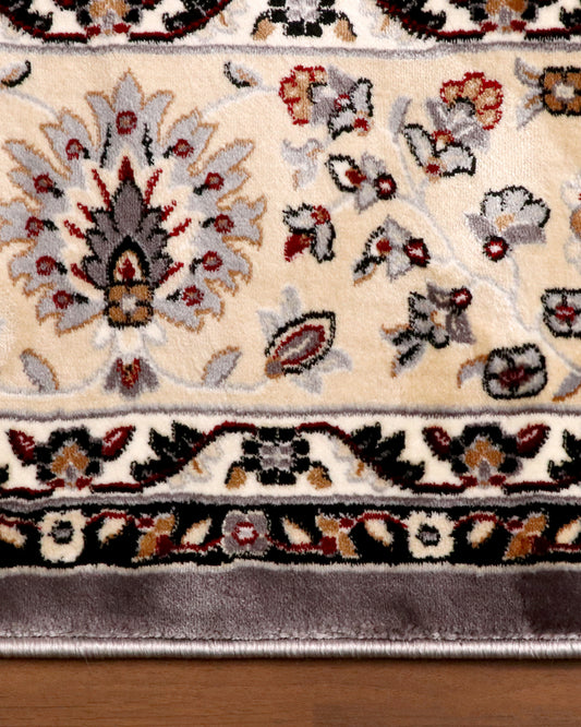 Charcoal & Ivory Ottoman Medallion Turkish Rug