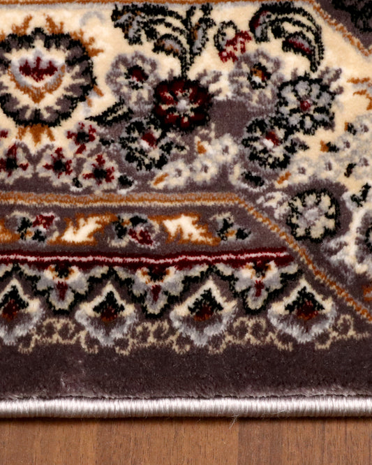 Charcoal & Ivory Ottoman Medallion Turkish Rug