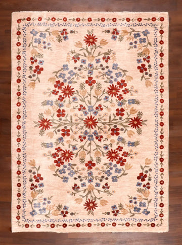 Pastel Floral Garden Medallion Rug