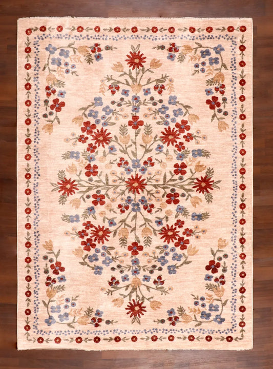 Pastel Floral Garden Medallion Rug