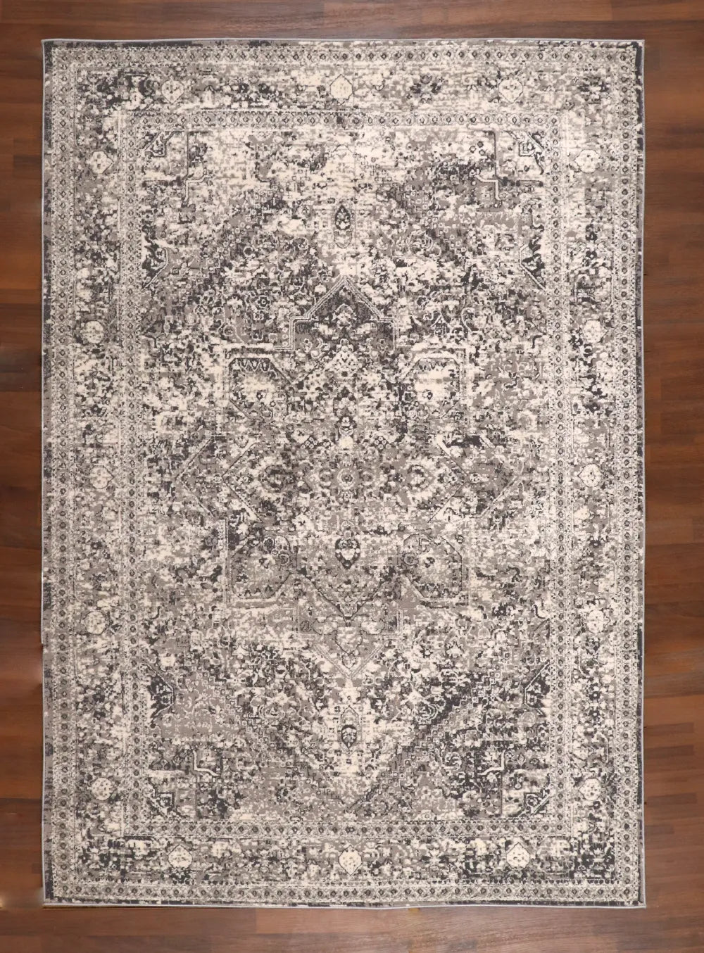 Silver Frost Distressed Medallion Rug