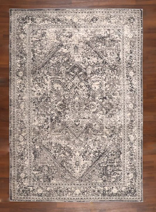 Silver Frost Distressed Medallion Rug