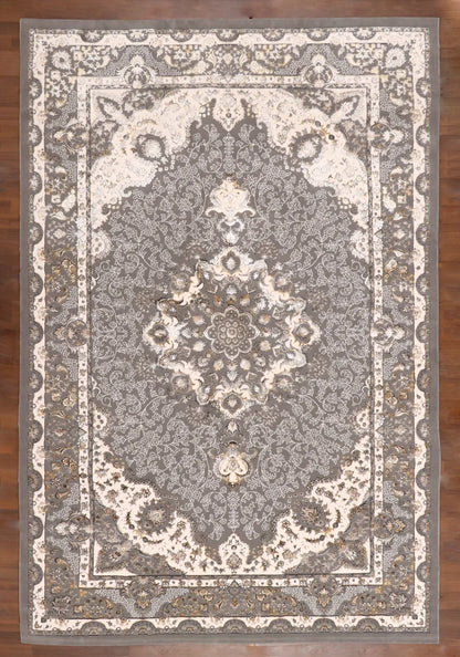 Estate Charcoal Damask Rug