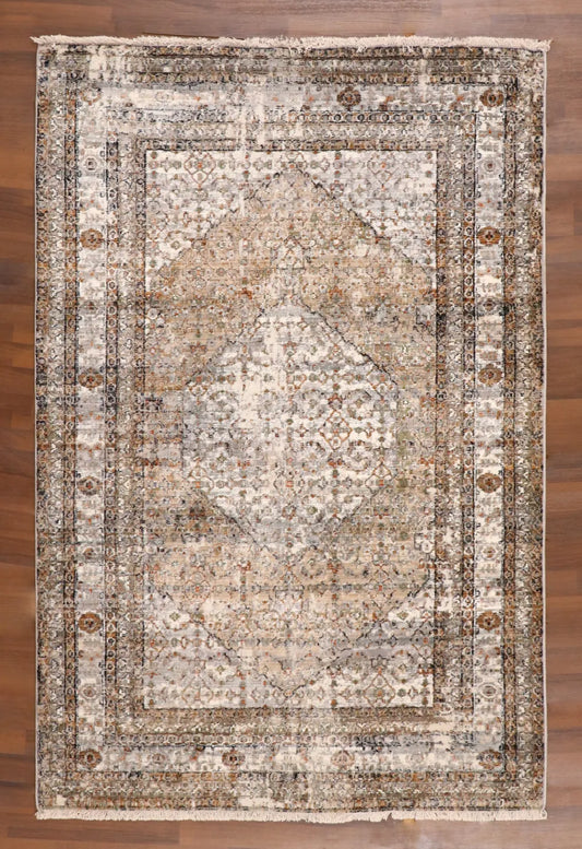 Earth-Tone Medallion Distressed Rug