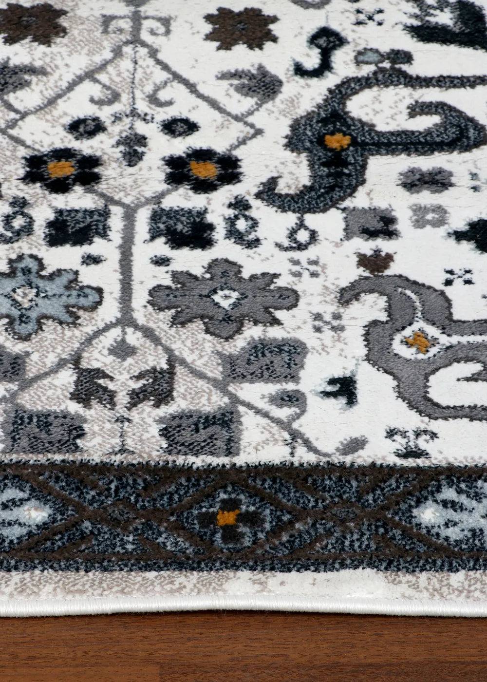 Charcoal Medallion Distressed Rug – Nayyer Carpets