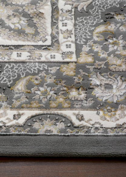 Estate Charcoal Damask Rug