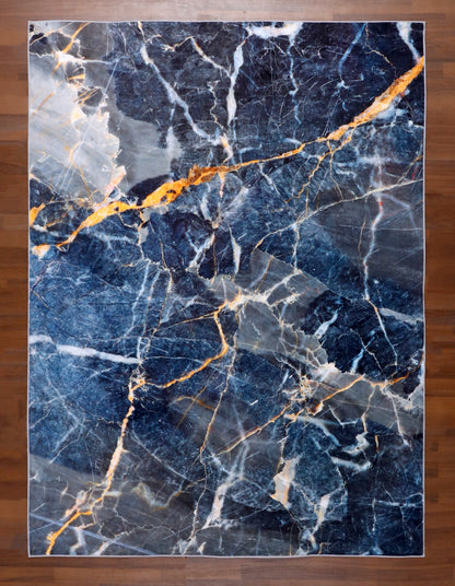 Azure Marble Abstract Rug