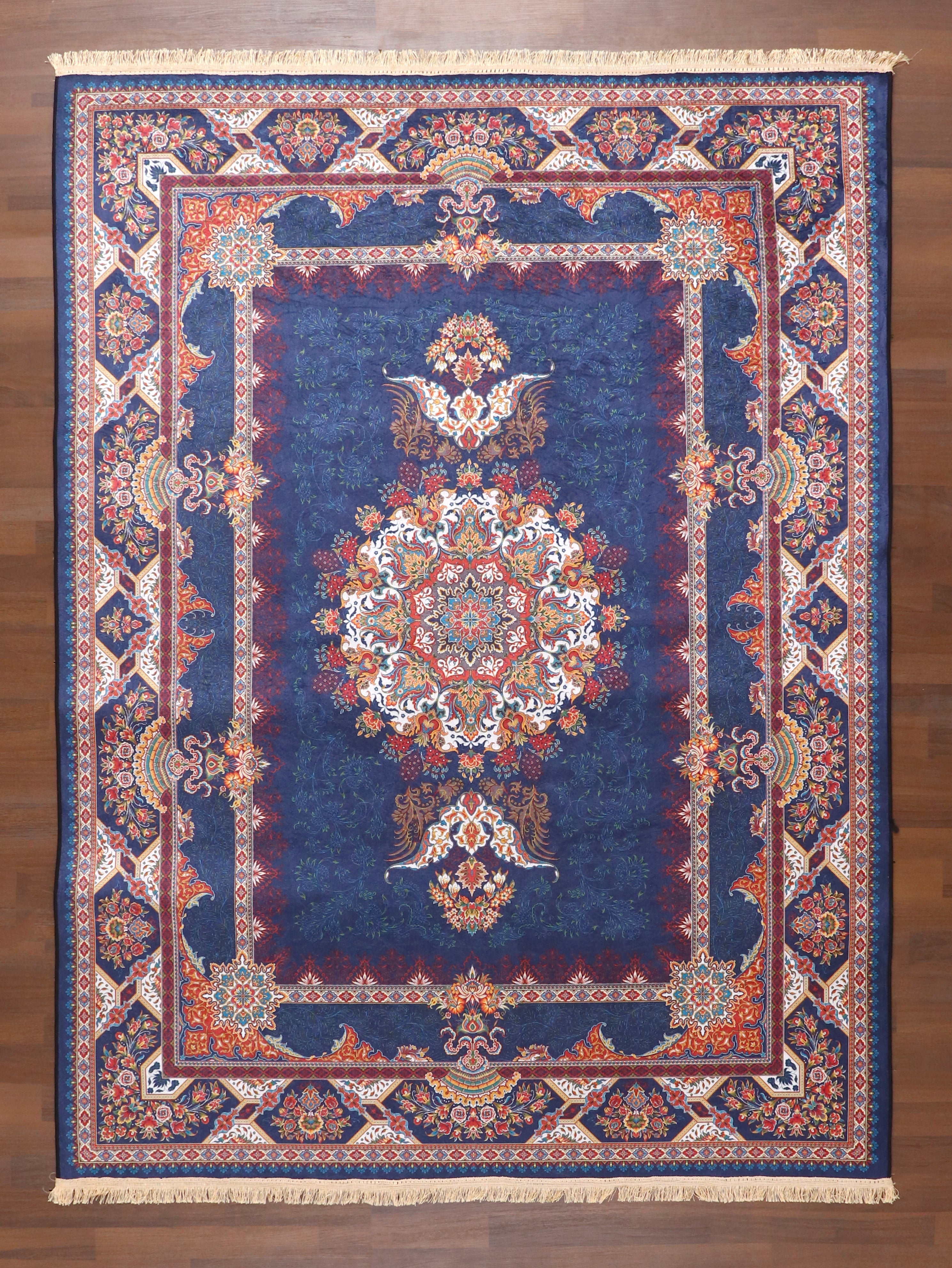 Royal Medallion Rug – Navy & Ivory – Nayyer Carpets