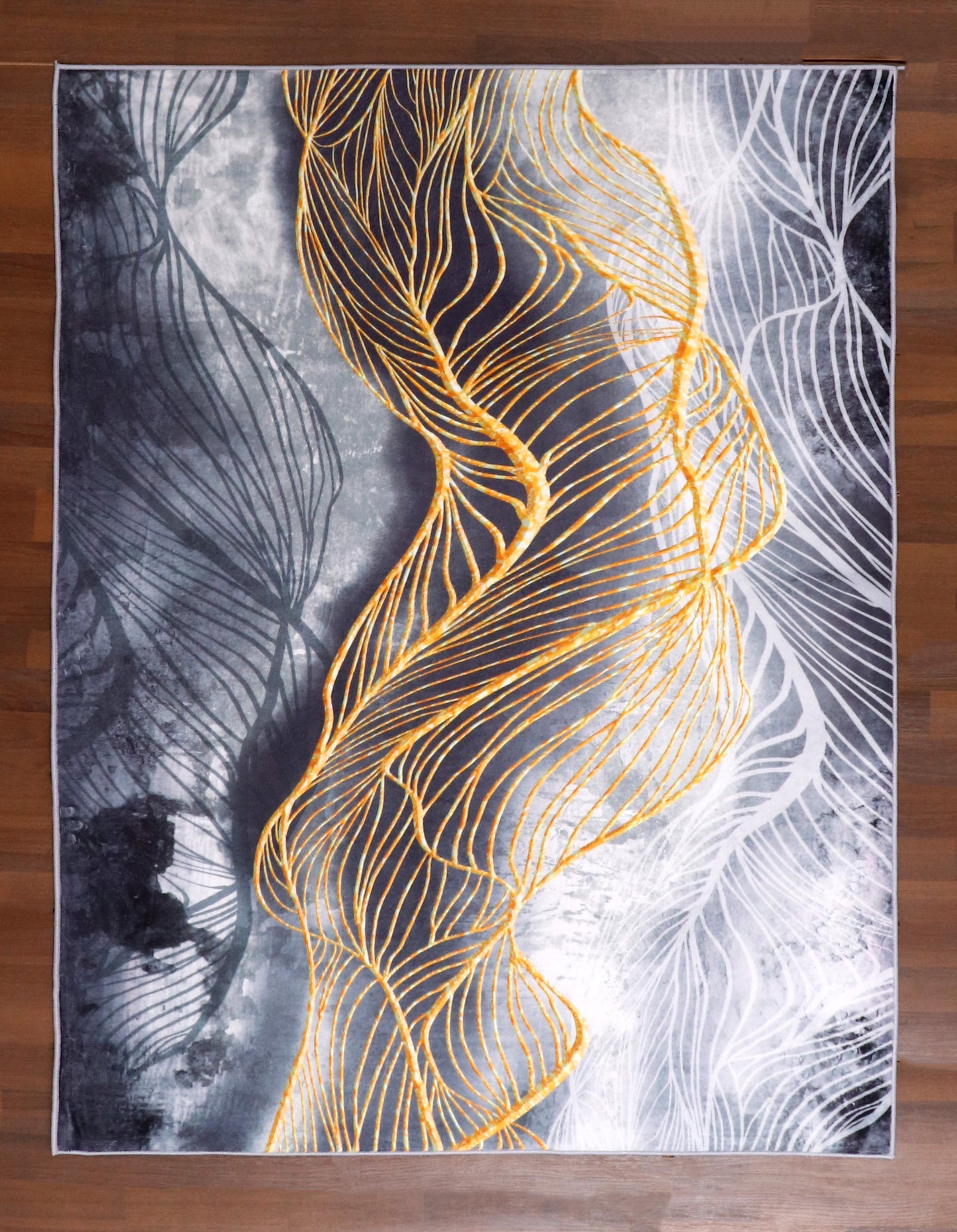 Gilded Flow Abstract Rug