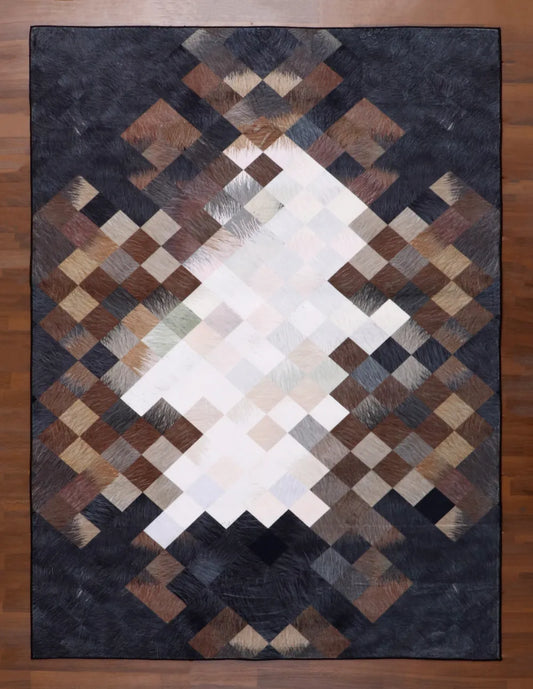 Geometric Patchwork Cowhide Rug
