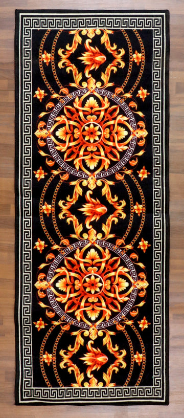 Baroque Elegance Gold & Black Medallion Runner