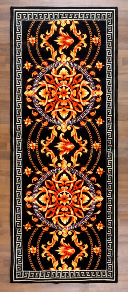 Baroque Elegance Gold & Black Medallion Runner
