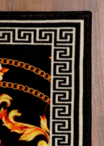 Baroque Elegance Gold & Black Medallion Runner