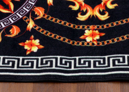 Baroque Elegance Gold & Black Medallion Runner