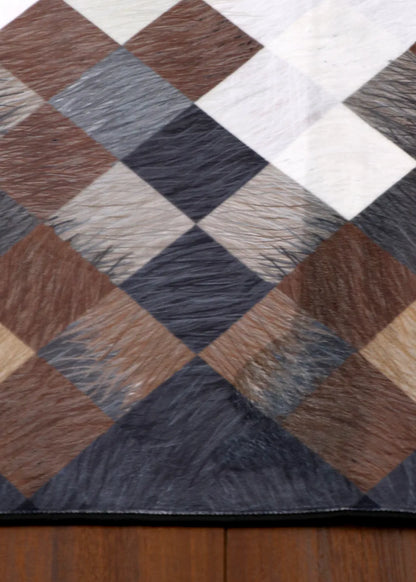 Geometric Patchwork Cowhide Rug