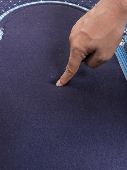 Blue Printed Border Prayer Mat With Foam Padding