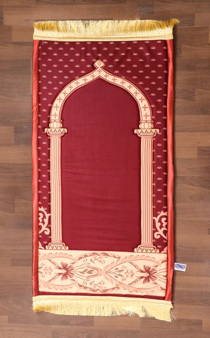 Red Traditional Print Prayer Mat With Foam Padding
