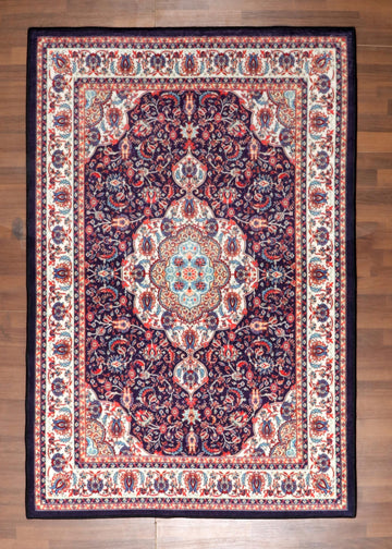 Multicolor Non-Woven Floral Medallion Area Rug with Soft Felt Backing