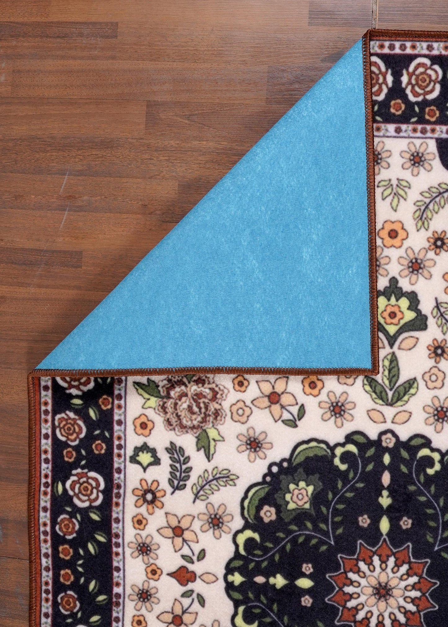 Classic Floral Medallion Non-Woven Rug  with Felt Backing