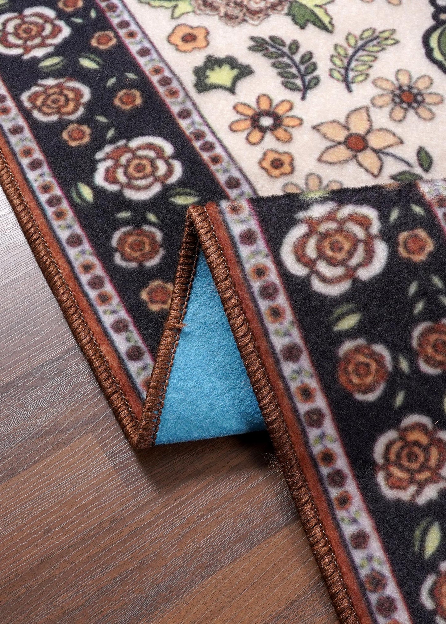Classic Floral Medallion Non-Woven Rug  with Felt Backing