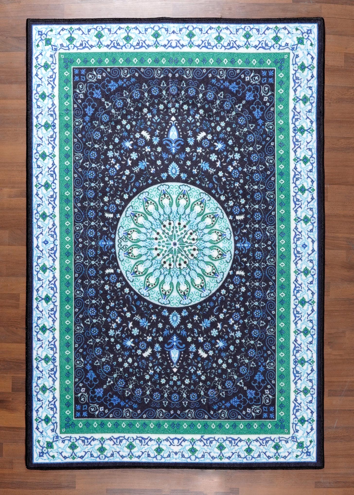 Luxurious Non-Woven Medallion Area Rug with Felt Back